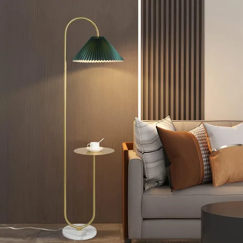 Miniatura 4 de beaysyty Lámpara de pie moderna y elegante con bandeja para oficina, cafetería, sala de estar, dormitorio, interruptor de pie y acabado