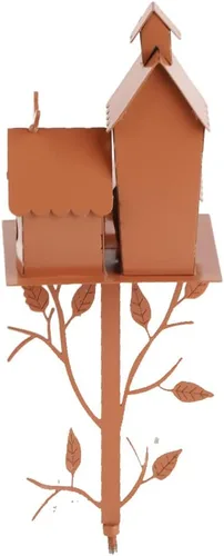 Miniatura 3 de JTLB Estacas de jardín para pajareras, casa de pájaros de metal con poste, arte de metal, casa de pájaros, casa de colibrí, casa de pájaros de metal