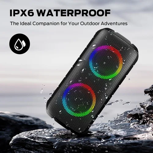 Miniatura 3 de BUGANI Altavoces Bluetooth Luster, altavoz estéreo inalámbrico portátil con luces coloridas, sonido fuerte, Bluetooth 5.3, tiempo de reproducción