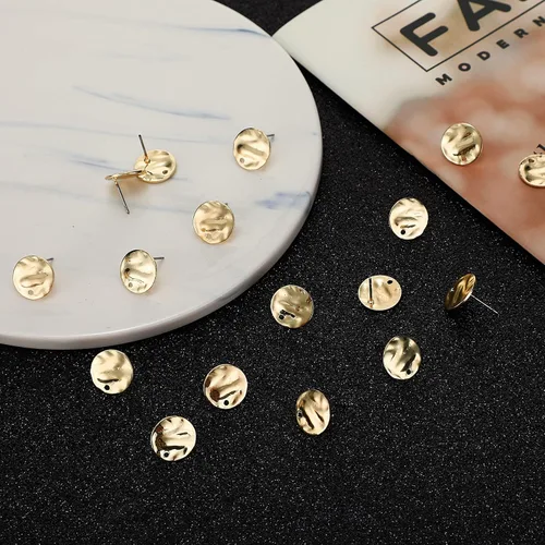 Miniatura 3 de 50 piezas de clavos planos redondos para orejas con agujero de asa, dijes de disco chapados de 13.0 mm para hacer pendientes DIY, suministros