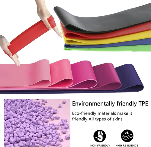 Miniatura 4 de Bandas de resistencia para entrenamiento, juego de 5 bandas elásticas para ejercicio con guía de entrenamiento y bolsa de transporte, bandas