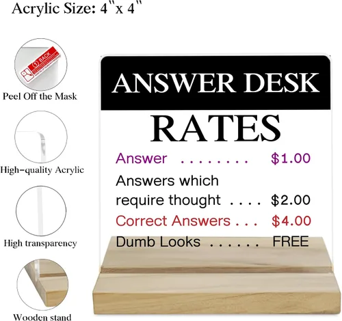 Miniatura 3 de Answer Desk Rates - Letrero decorativo para oficina, regalos de oficina para compañeros de trabajo, divertidos regalos de jefe