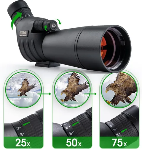 Miniatura 2 de 25-75 X 60 alcance de detección con trípode adaptador de teléfono telescopio monocular telescopio de detección para tiro al blanco caza observación
