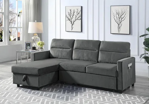 Miniatura 3 de Lilola Home Ivy - Sofá cama modular reversible de terciopelo de 82 pulgadas con diván de almacenamiento, sofá extraíble en forma de L que ahorra