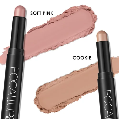 Miniatura 6 de FOCALLURE Sombra de ojos en barra de 2 piezas, lápiz de sombra de ojos iluminador, juegos de sombra de ojos iluminador con fórmula a prueba de Rosa