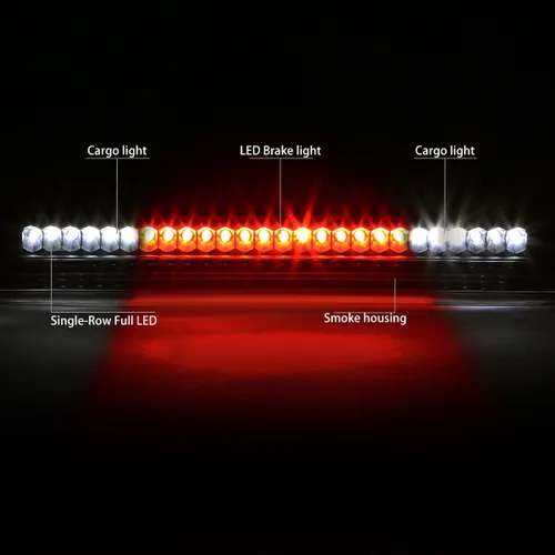 Miniatura 2 de DNA MOTORING Tercera luz de freno LED de carcasa ahumada negra, 3ª lámpara de freno de montaje alto, compatible con Nissan Titan 2004-2014, Negro