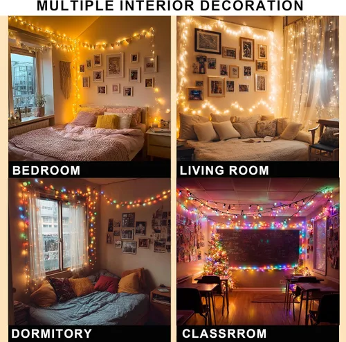 Miniatura 7 de Dazzle Bright Luces de Navidad que cambian de color, 66 pies, 200 LED, blanco cálido y multicolor, impermeable, con control remoto, 11 modos