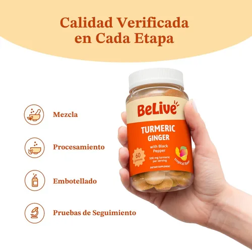 Miniatura 8 de BeLive Curcumina de cúrcuma con pimienta negra y jengibre, 60 gomitas I suplemento de cúrcuma y jengibre para apoyo inmunológico, piel saludable