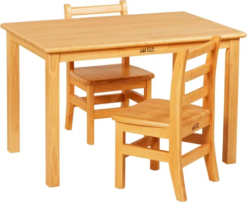 Miniatura 13 de ECR4Kids Juego de mesa y silla rectangular de madera dura de 24 x 36 pulgadas, altura de asiento de 12 pulgadas, muebles para niños, gris lavado