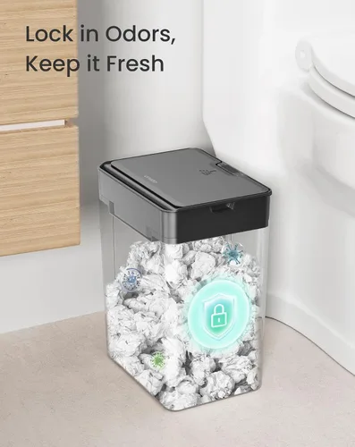Miniatura 5 de Cesun Paquete de 2 cubos de basura de baño de 4 galones con tapa, pequeño bote de basura automático, con sensor de movimiento sin contacto, cesta