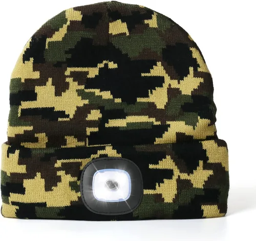 Miniatura 32 de CENSGO Gorro unisex con luz LED recargable por USB, regalos para papá, padre, hombres, marido, cálido gorro de punto