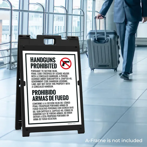 Miniatura 2 de Concealed Carry Prohibited Texas Penal Code Section 3007 Bilingual Sidewalk Sign Kit, 18x24 Inches, Replacement Panels (2 Pack) 160 Mil Thick