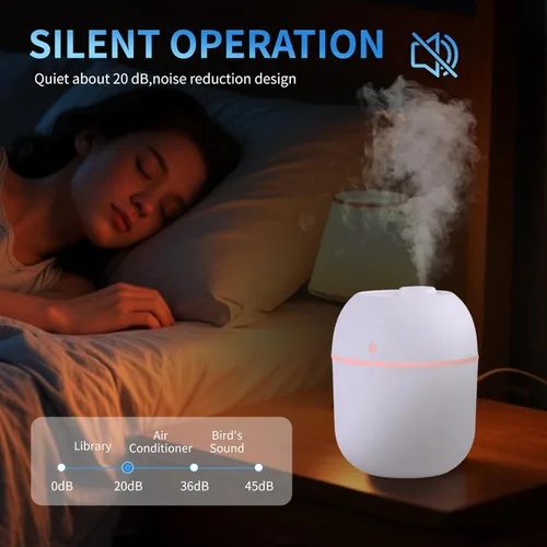 Miniatura 4 de Mini Humidificador Portátil Pequeño Humidificador de Niebla Fría Personal de Escritorio Alimentado por USB Súper Silencioso para Viaje, Carro, Blanco
