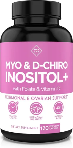 Optify Suplemento de mio-inositol y D-Chiro inositol para mujeres - Proporción 40:1 más folato y vitamina D - Apoya el equilibrio hormonal