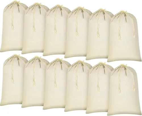 Remagr 12 bolsas de lona de 28 x 36 pulgadas, grandes de algodón con cordón, forro de cesta resistente, lavable, ropa sucia para el hogar,