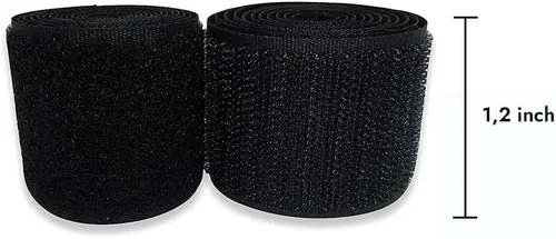 Miniatura 2 de Cinta de velcro para coser de 1.2 pulgadas de ancho, color negro, no adhesiva, 1 yarda de longitud, cinta de nailon negro, juego de sujetadores