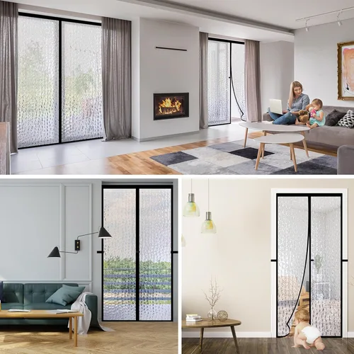 Miniatura 9 de RELIANCER Cortina de Puerta Magnética con Aislamiento Térmico, Cubierta de Puerta de EVA Impermeable, Se Adapta a Puertas de Hasta 32"x80", Cortina