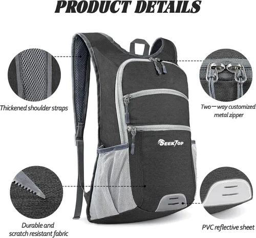 Miniatura 3 de Seektop Mochila de senderismo ultraligera de 20 litros, mochila de viaje impermeable empacable, pequeña bolsa para exteriores, mochila de día Azul
