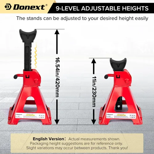 Miniatura 6 de Jack Stands 3 toneladas (6,500 lb) de acero de capacidad, 1 par de soportes de elevación rojos ajustables