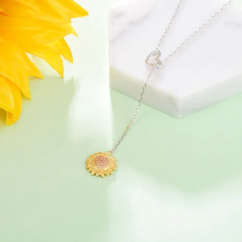 Miniatura 7 de Collar de girasol, joyería de plata de ley 925 - You Are My Sunshine Colgante Collares Joyería Moda Y Colgante Regalos para Mujeres Esposa, Metal