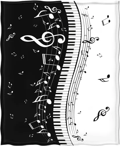 Miniatura 2 de Levens Manta Musical Regalos para Mujeres Niñas Hombres 60"x50", Decoración de Notas Musicales de Piano Abstracto para el Hogar, Dormitorio, Sala