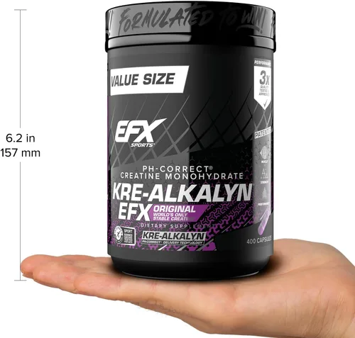 Miniatura 7 de EFX Sports Kre-Alkalyn EFX Suplemento de píldora de monohidrato de creatina con pH correcto Fuerza, crecimiento muscular y rendimiento 200