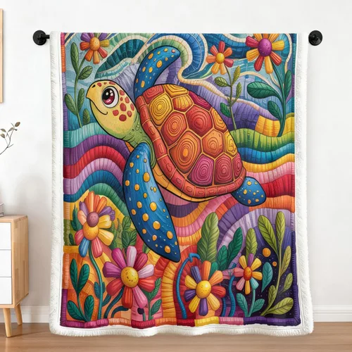 Miniatura 9 de Sleepwish - Manta de vellón de tortuga para niños, niñas y niños, de felpa suave, color teja y turquesa, sherpa, para sofá o silla, tamaño bebé