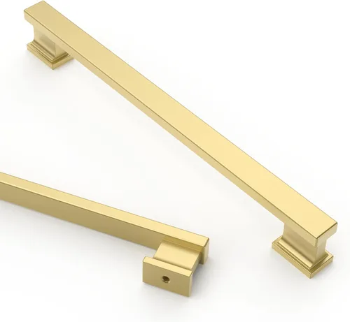 Miniatura 25 de Asidrama - Paquete de 6 manijas de gabinete de cocina color latón cepillado de 3.75 pulgadas (96mm), tiradores para gabinete, accesorios