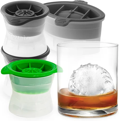 Miniatura 5 de Tovolo - Juego de moldes de hielo deportivos de 4 piezas - Grandes moldes de hielo artesanales para cócteles de whisky, formas de balón de fútbol