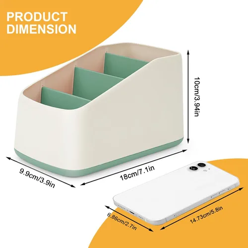 Miniatura 7 de Caja organizadora de soporte para control remoto de TV con 4 compartimentos, bandeja para escritorio, organizador de almacenamiento de escritorio