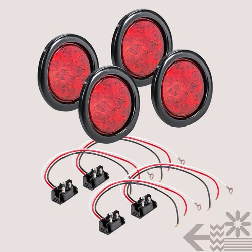 Miniatura 6 de Luces de LED traseras, de freno, redondas, color rojo, de 4 pulgadas para camiones, casas rodantes, Jeep. – Certificado DOT, anillo de hule