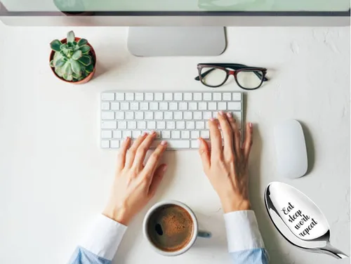 Miniatura 8 de Eat Sleep Work Repeat - Cuchara grabada, regalo para hombres y mujeres, regalo para todos los colegas/adictos al trabajo, regalo ideal