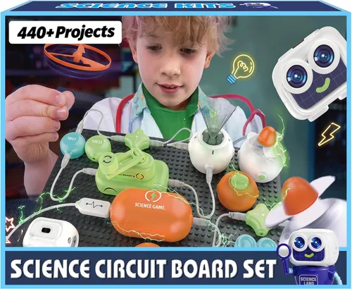 Miniatura 9 de SMILESSKIDDO Kits de ciencia para niños Juguetes STEM para niños, kit de exploración electrónica, más de 300 proyectos, 16 piezas de circuito