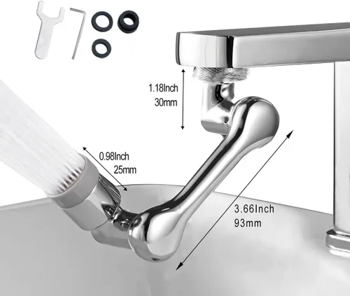 Miniatura 3 de Grifo giratorio de 1080°, aireador universal con filtro de salpicaduras de 1080 grados, extensor de grifo giratorio de ángulo grande, aireador