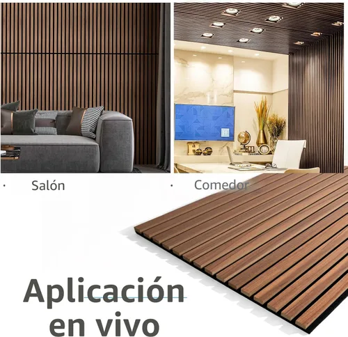 Miniatura 8 de Art3d 2 Paneles Acústicos de Listones de Madera para Pared y Techo - Panel de Absorción de Sonido 3D Ranurado con Acabado de Madera - Nogal