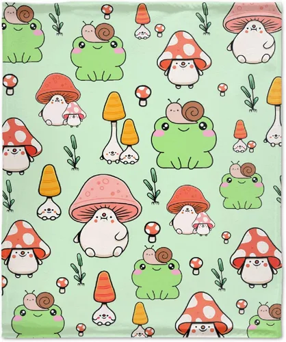Miniatura 8 de Manta de rana y hongos, manta suave y acogedora de franela para sofá, cama, sala de estar, 40 x 30 pulgadas (XS) para mascotas