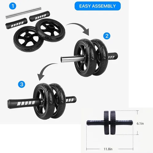 Miniatura 7 de Rueda de rodillo abdominal, rueda abdominal para máquina de ejercicio abdominal, equipo de gimnasio en casa para entrenamiento de núcleo, sin ruido