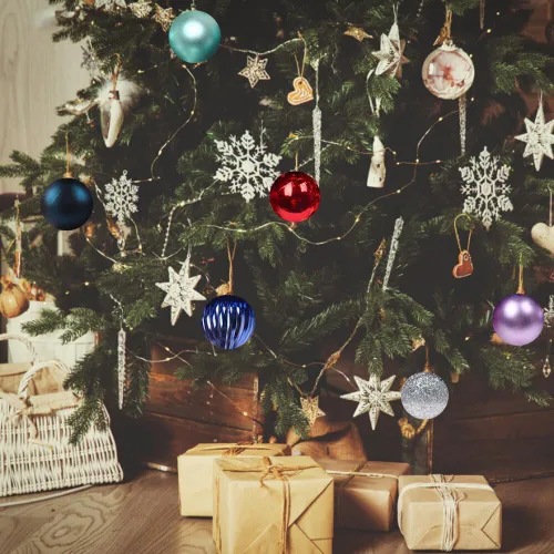Miniatura 4 de 36 adornos de bolas de Navidad de oro rosa, bolas de Navidad de 1.6 pulgadas, bolas de plástico colgantes decorativas para Navidad, fiestas