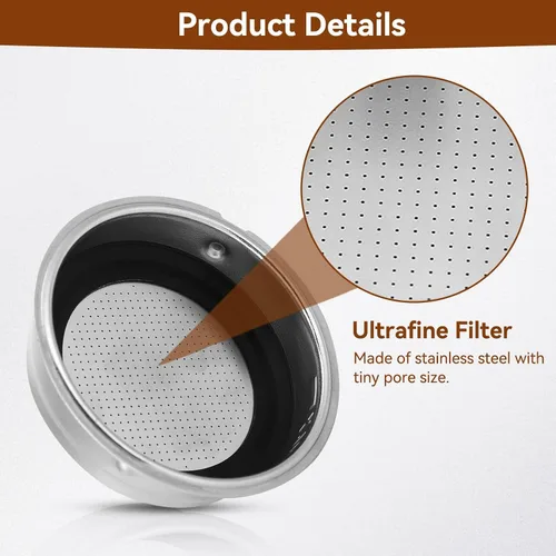 Miniatura 7 de 1 taza de 2.008 in, filtro de café de malla presurizada de acero inoxidable, portafiltro, máquinas de café, accesorios para máquinas de café