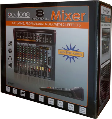Miniatura 7 de Boytone BT-88MX- Mezclador de sonido de audio Bluetooth Studio de 9 canales, interfaz de controlador de sonido DJ, conector de micrófono XLR, 1