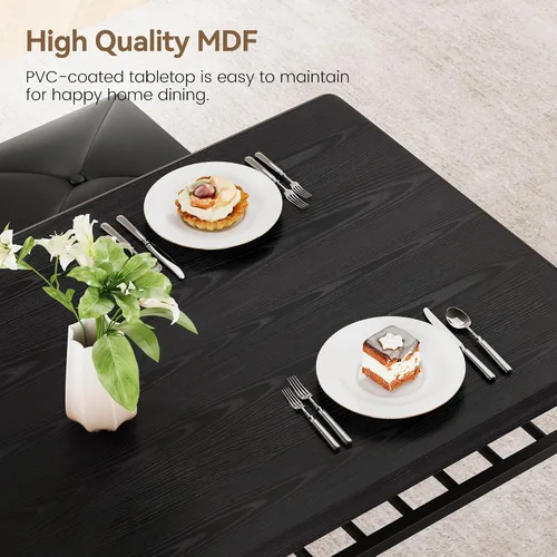Miniatura 6 de IDEALHOUSE Juego de 4 mesas de comedor para 4, mesa de cocina con banco de comedor tapizado y taburetes cuadrados, juego de comedor para 4 personas