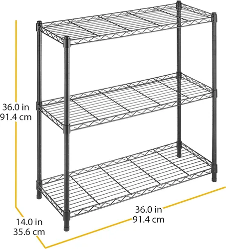Miniatura 3 de Whitmor Estantería de almacenamiento de metal de 3 niveles, capacidad de 400 libras por estante, 1200 libras en total, 36 pulgadas de largo x 14