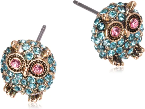 Miniatura 2 de Betsey Johnson Pendientes de tuerca Pave Owl, Metal