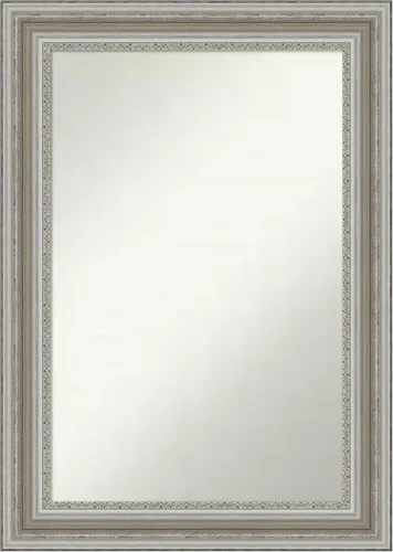 Miniatura 204 de Amanti Art Espejo de baño plateado para sobre el fregadero, 26 x 26 pulgadas, espejo cuadrado de plata antigua, marco de madera tradicional mediano