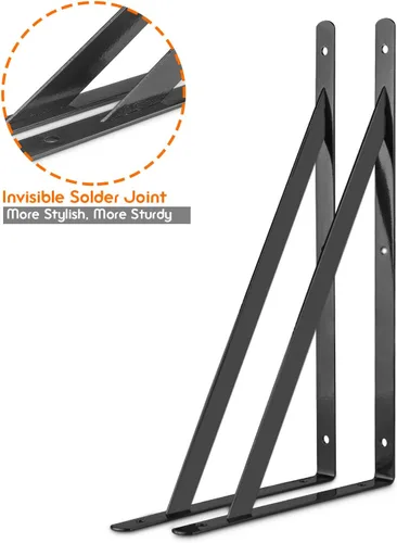 Miniatura 5 de STARVAST Paquete de 4 soportes de estante resistentes de 11.8 x 7.5 pulgadas, estantes flotantes negros triangulares, ángulo de 90 grados, soporte