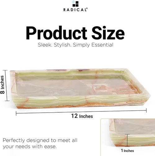 Miniatura 6 de Radicaln Bandeja rectangular de mármol de 12 pulgadas hecha a mano verde para decoración de cocina, bandeja ideal para baño y mesa auxiliar, plato