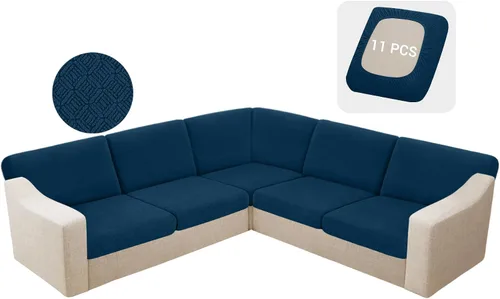 Miniatura 33 de HDCAXKJ - Fundas impermeables para cojín de sofá modular, fundas elásticas para cojín de sofá de esquina, fundas protectoras de muebles de jacquard