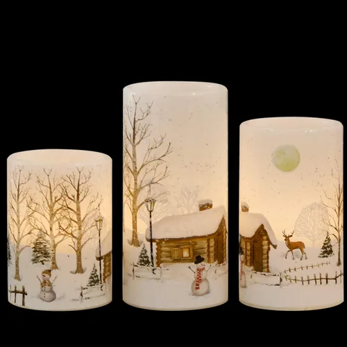 Miniatura 7 de GenSwin Velas sin llama de Papá Noel de Navidad parpadeantes que funcionan con pilas, con temporizador, velas LED de cera real, luz cálida, muñeco