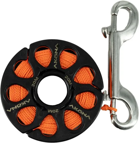 Miniatura 5 de AKONA Boya de marcador de superficie prémium para buceo, buceador de señales, buceo SMB y boya para superficie, carrete de 65 pies Naranja