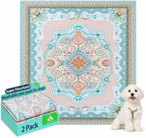 Almohadillas lavables para orina de perros, 24 x 24 pulgadas, paquete de 2 almohadillas reutilizables para cachorros, almohadillas para